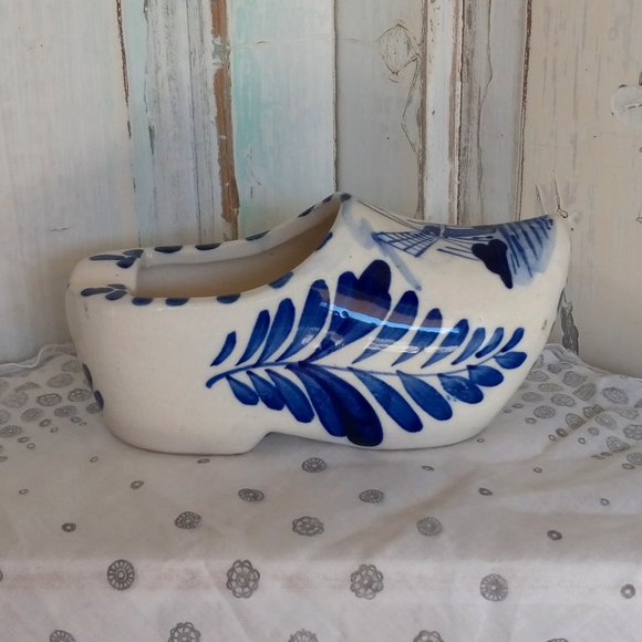 Blue & White Delfts Blauw Holland Clog Ashtray - Picture 1 of 8